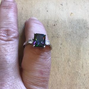 Rainbow Topaz 925 Sterling Ring sz10
